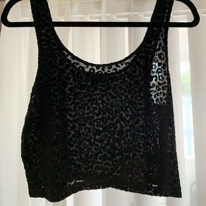 Express sheer black leopard cropped tank top